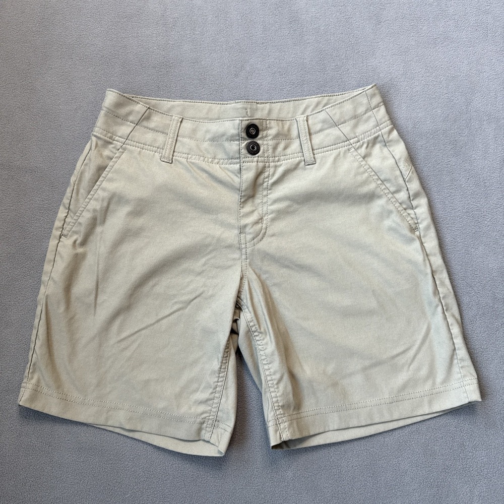 Prana‎ Shorts Womens 6 Khaki 6.5" Alana Stretch Twill UPF Quick Dry Trail Hiking